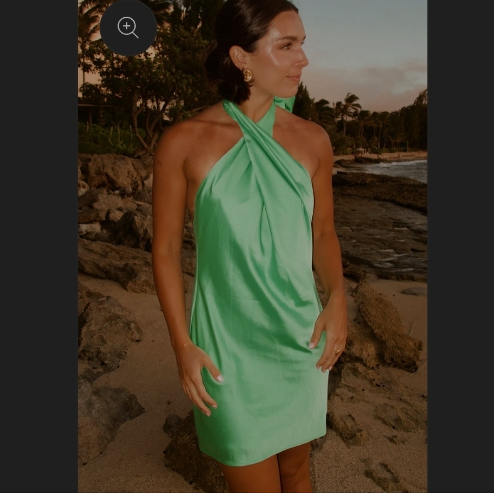 Show Me Your MuMu Mint Green Satin Halter Mini Dress